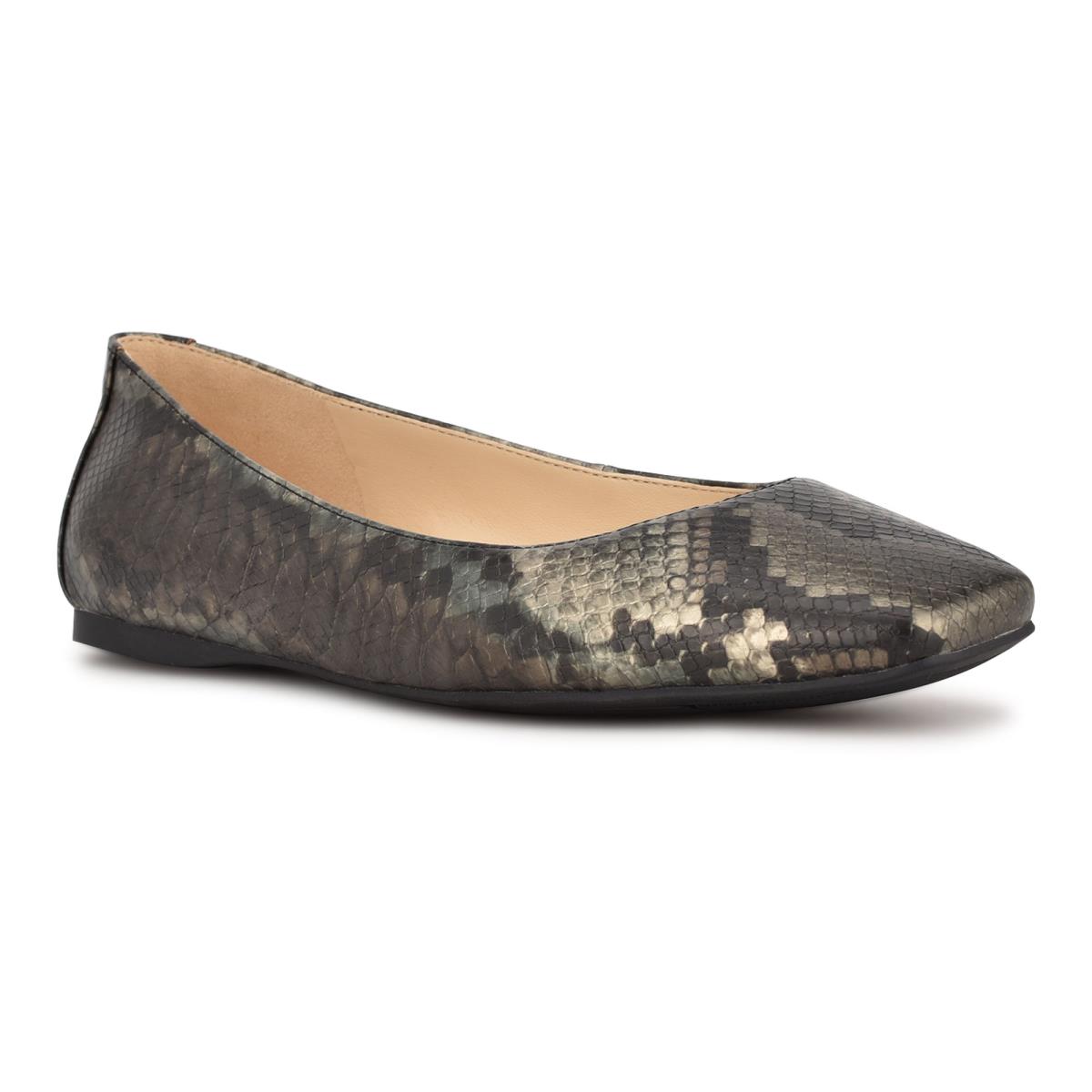 Ballerinas Nine West Alena Square-Puntera Mujer Gris Serpent | 4802TBLUQ