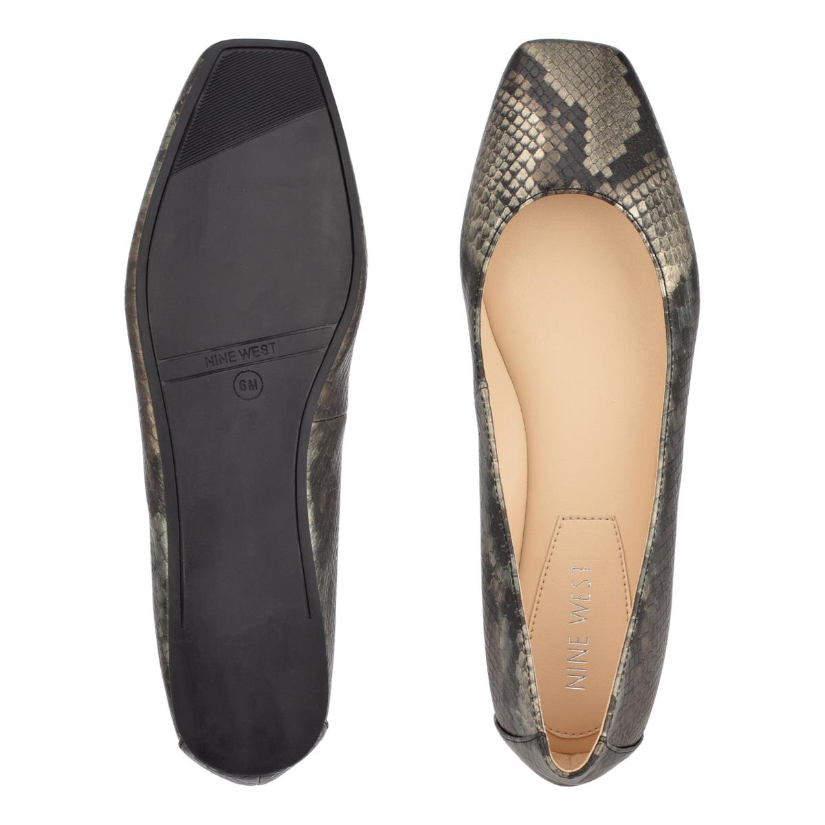 Ballerinas Nine West Alena Square-Puntera Mujer Gris Serpent | 4802TBLUQ