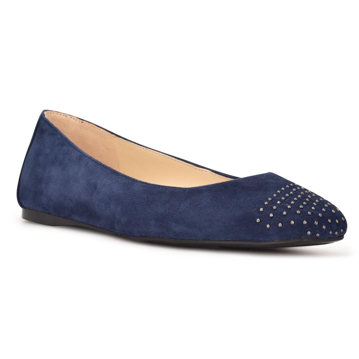 Ballerinas Nine West Aloha Studded Square-Puntera Mujer Azul Marino | 0526BNJAK