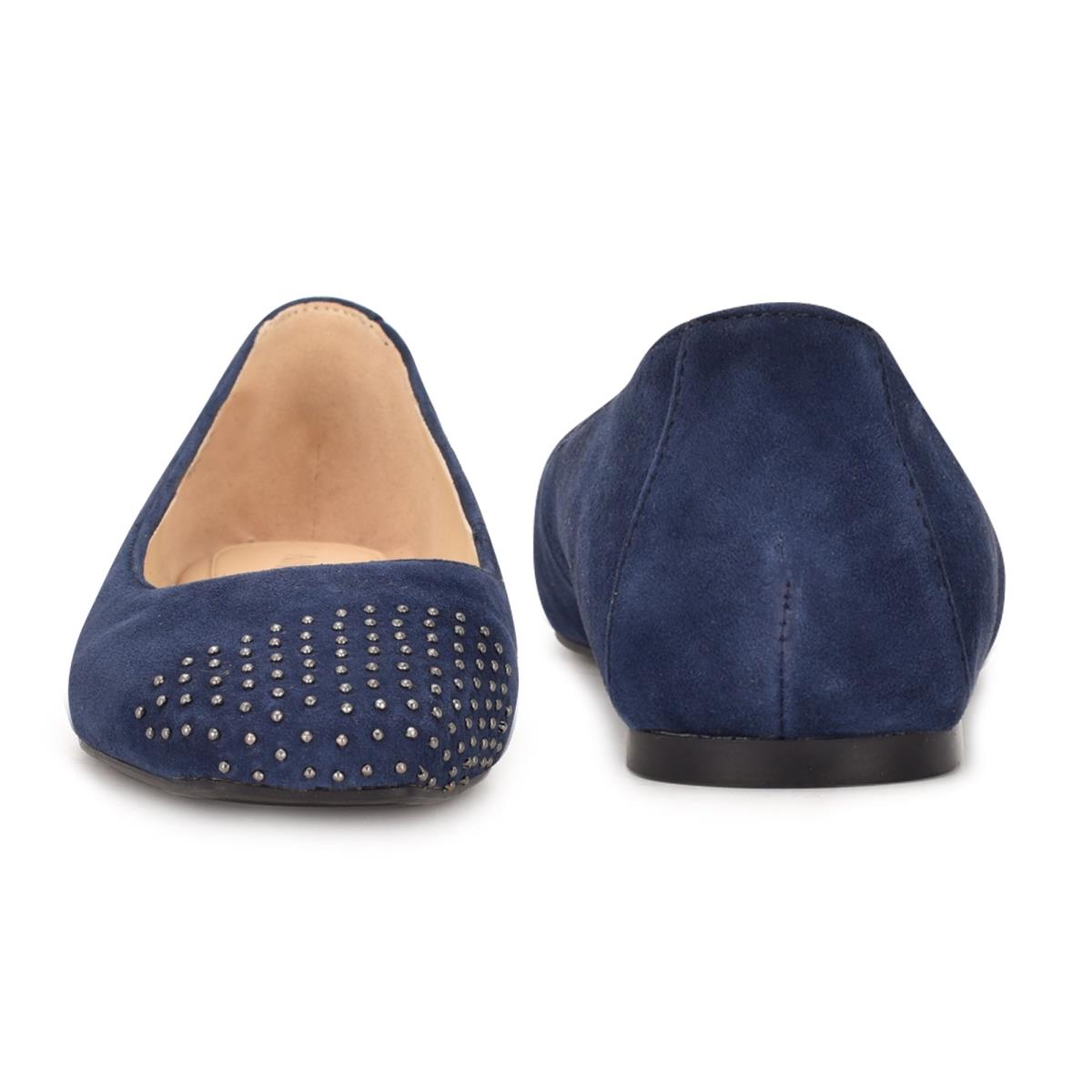 Ballerinas Nine West Aloha Studded Square-Puntera Mujer Azul Marino | 0526BNJAK