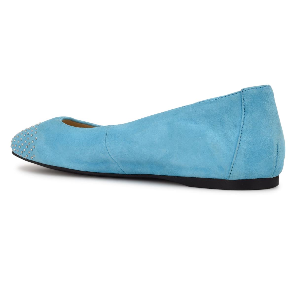 Ballerinas Nine West Aloha Studded Square-Puntera Mujer Azules Claro | 3915XPJAW