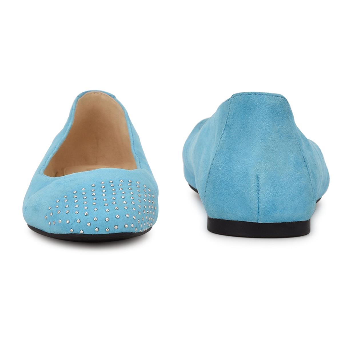 Ballerinas Nine West Aloha Studded Square-Puntera Mujer Azules Claro | 3915XPJAW