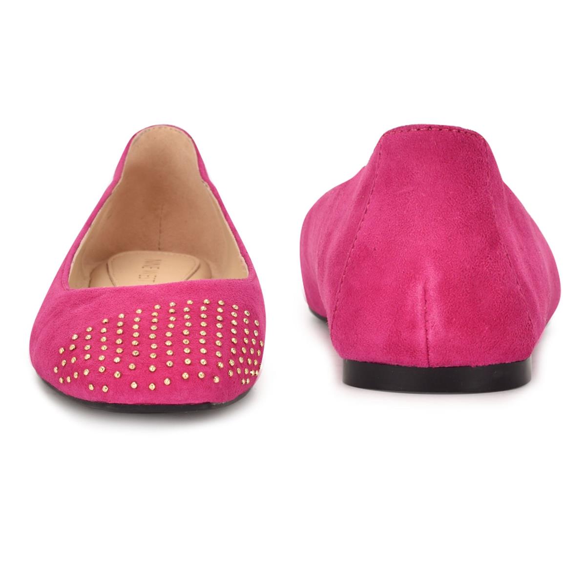 Ballerinas Nine West Aloha Studded Square-Puntera Mujer Rosas | 7015FDHSQ