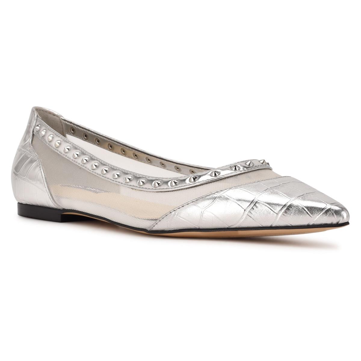 Ballerinas Nine West Bizzie Pointy Puntera Mujer Plateadas | 8619LJZQI