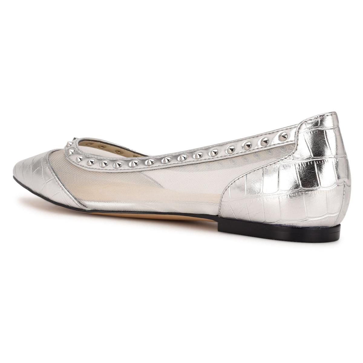 Ballerinas Nine West Bizzie Pointy Puntera Mujer Plateadas | 8619LJZQI