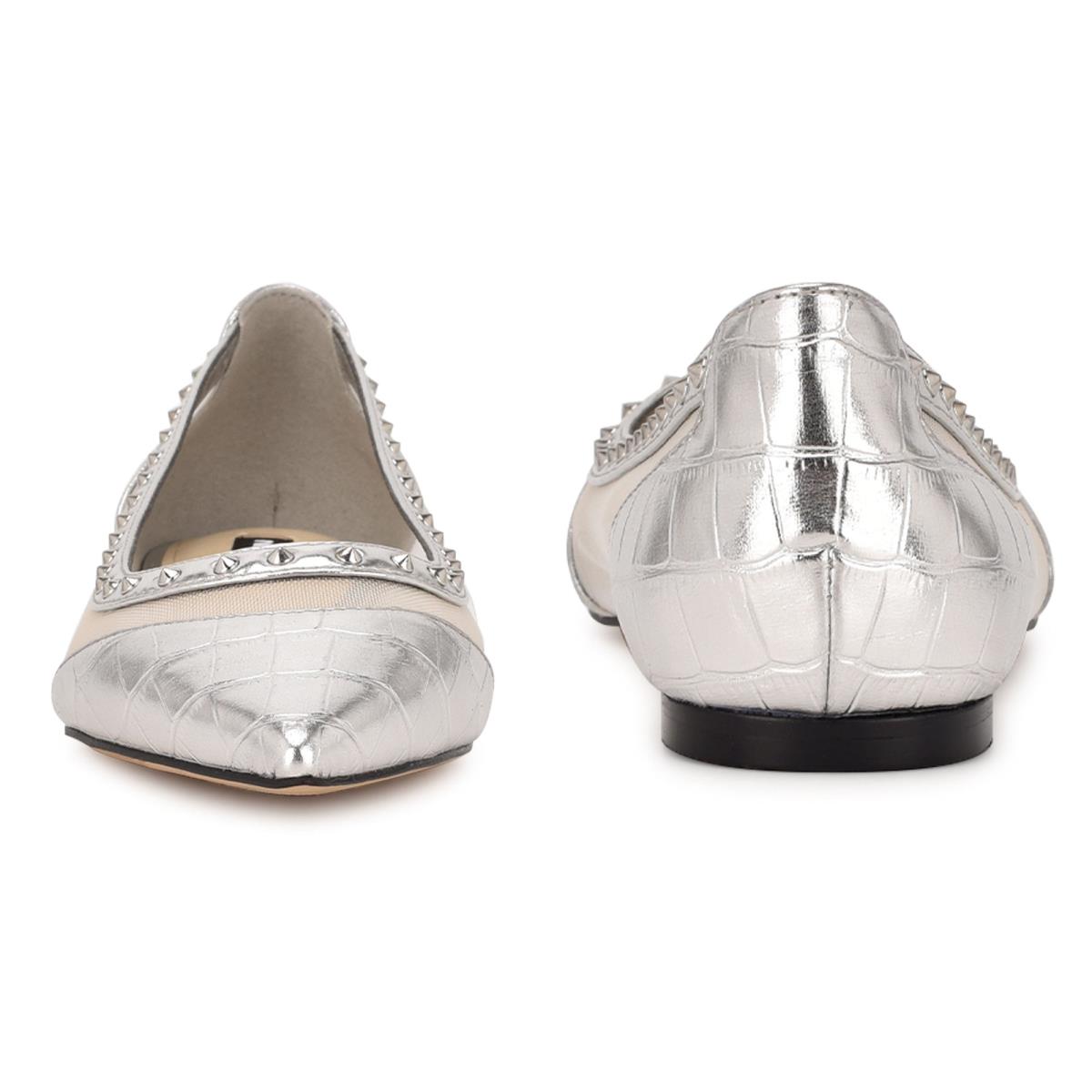 Ballerinas Nine West Bizzie Pointy Puntera Mujer Plateadas | 8619LJZQI