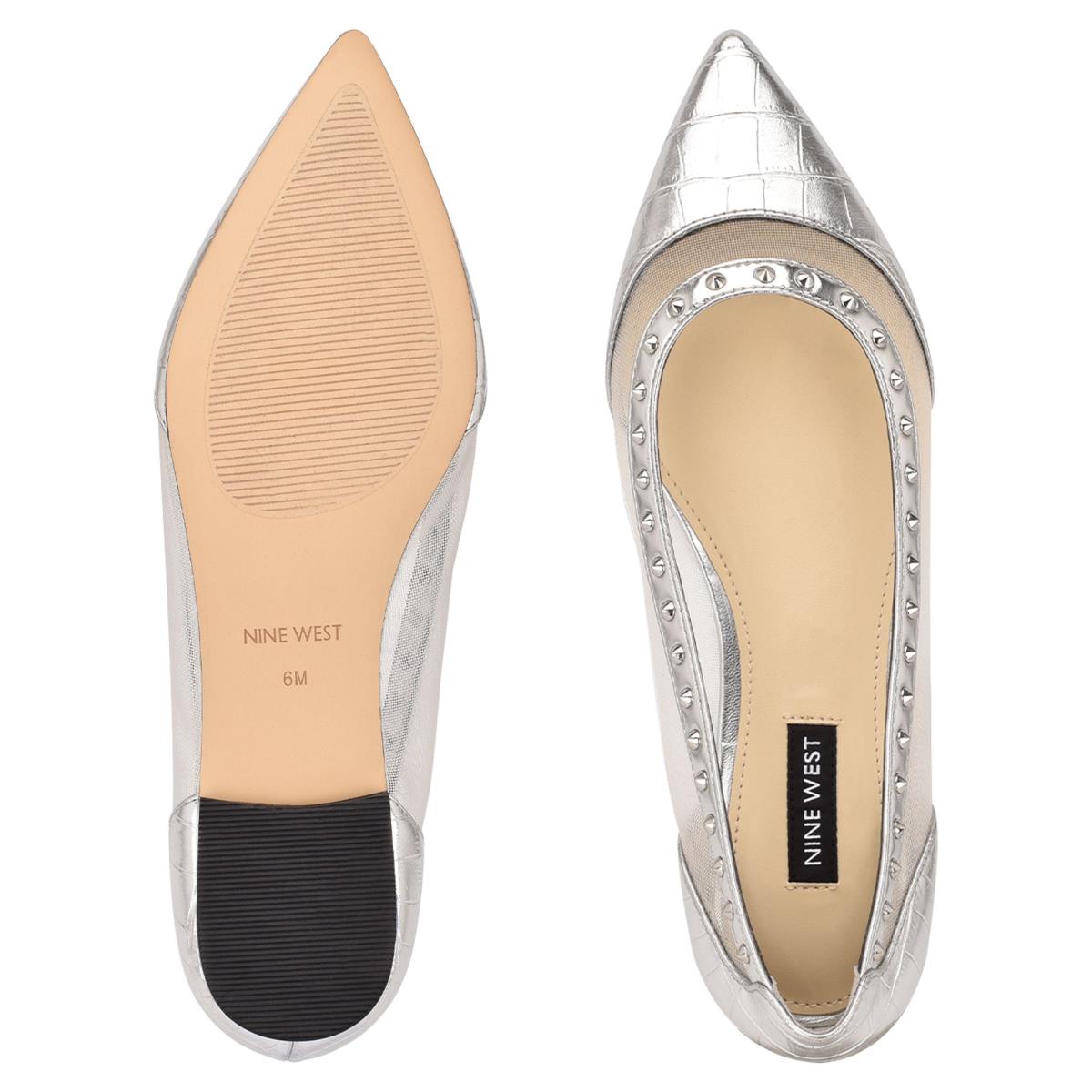 Ballerinas Nine West Bizzie Pointy Puntera Mujer Plateadas | 8619LJZQI