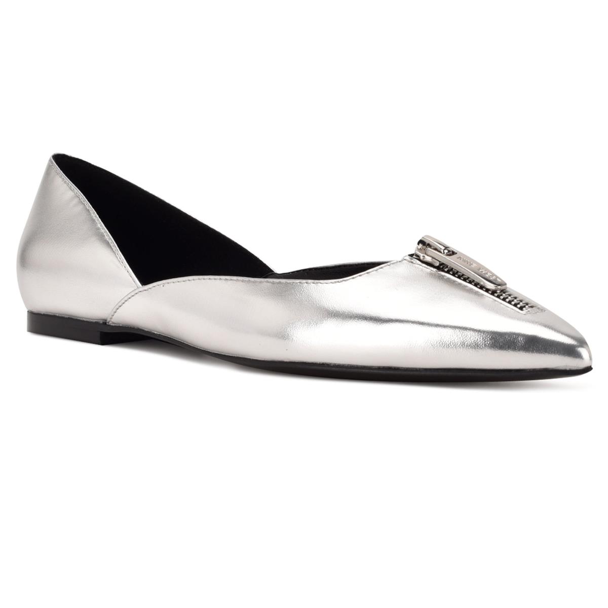 Ballerinas Nine West Brina Pointy Puntera Mujer Plateadas | 5921BZLWI