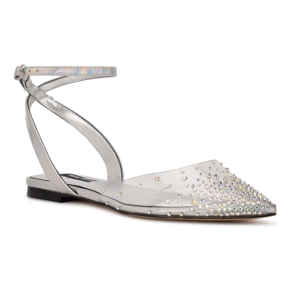 Ballerinas Nine West Briya Pointy Puntera Mujer Plateadas | 6903SFUCZ