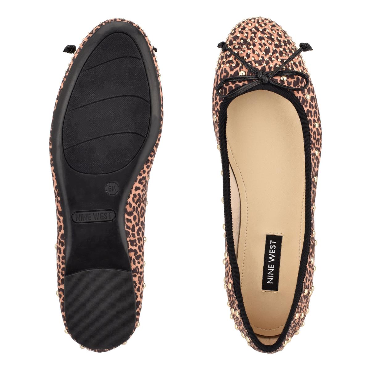 Ballerinas Nine West Curvy Studded Ballet Mujer Leopardo Marrones | 3597TYKCN