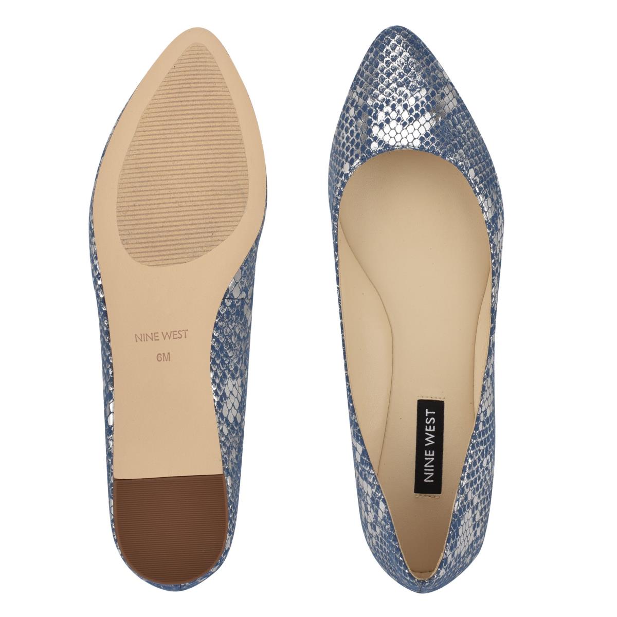 Ballerinas Nine West Speakup Almond Puntera Mujer Azules Serpent | 1389XQSVM