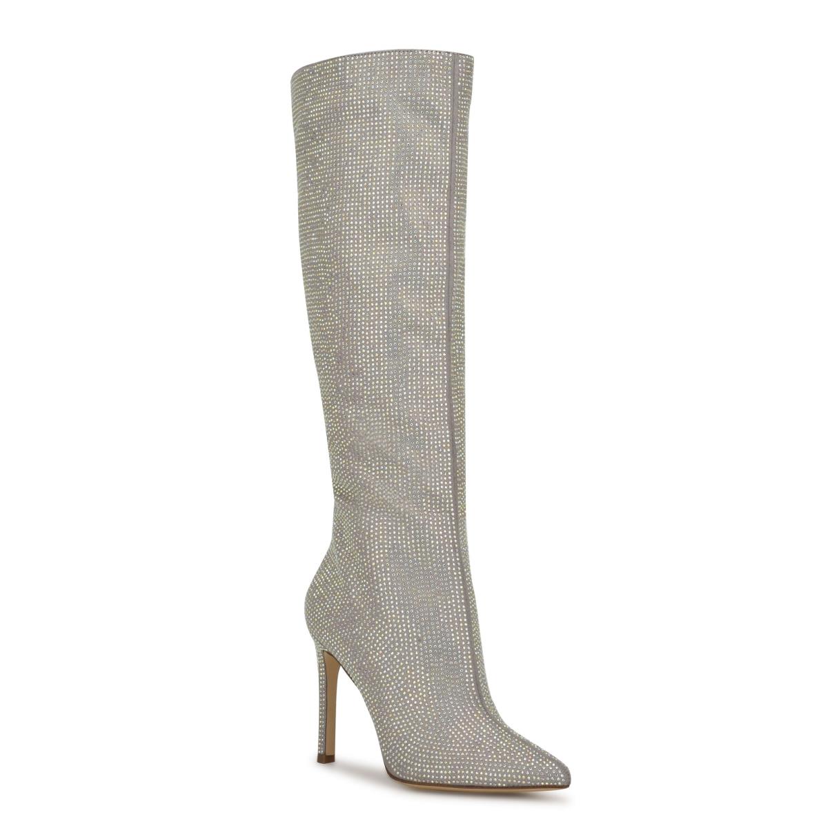 Botas De Vestir Nine West Tysh Rhinestone Mujer Plateadas | 4208JUPHE