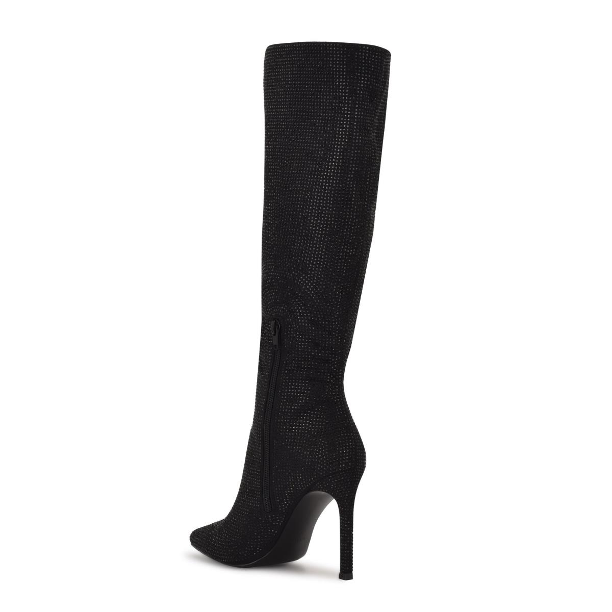 Botas De Vestir Nine West Tysh Rhinestone Mujer Negras | 9347LWGQC