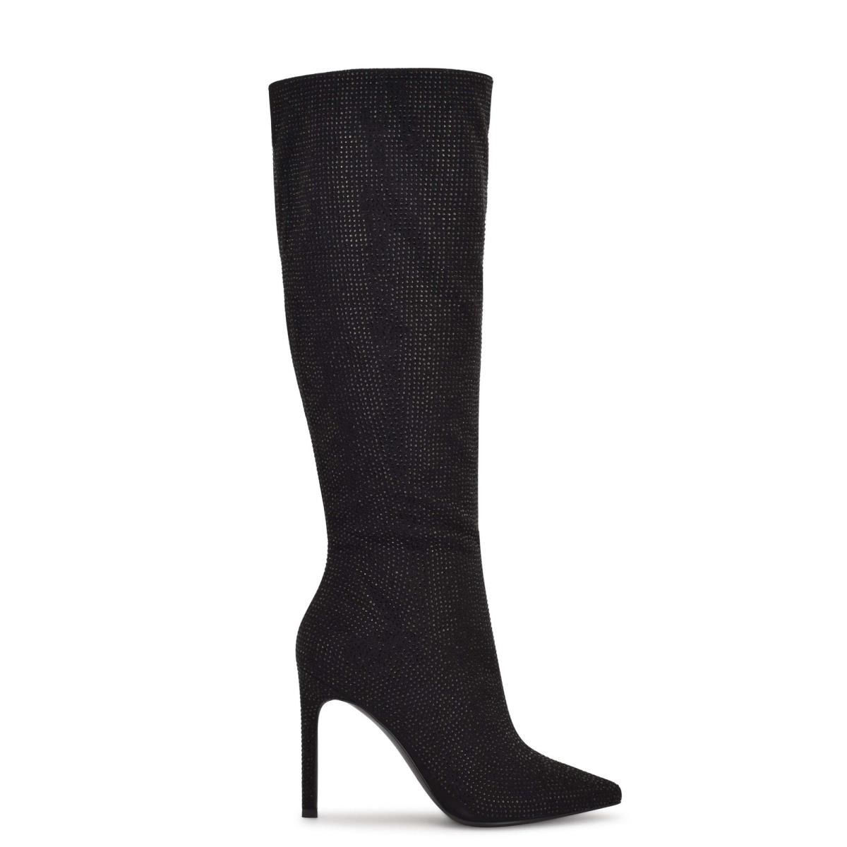 Botas De Vestir Nine West Tysh Rhinestone Mujer Negras | 9347LWGQC