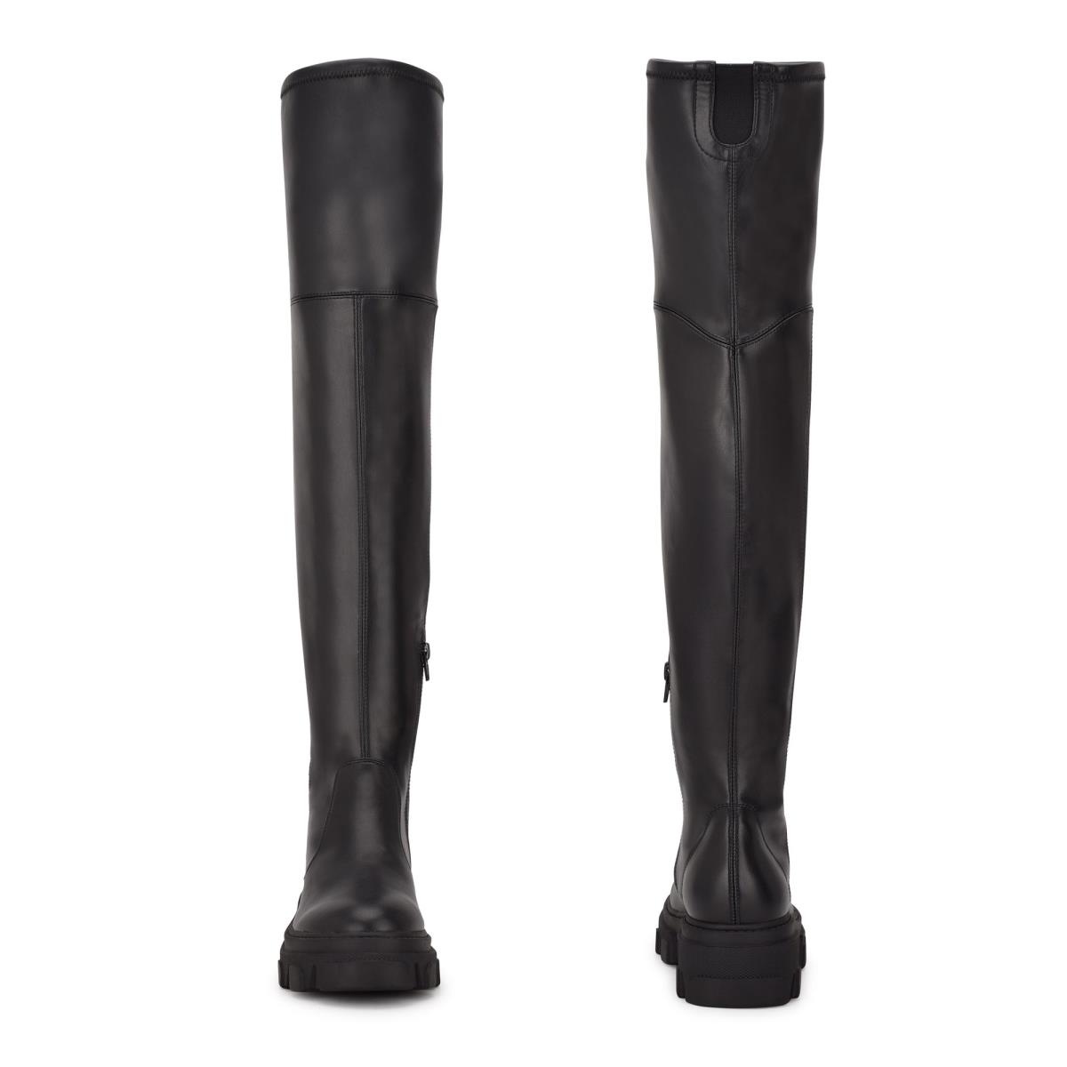 Botas Nine West Cellie Over the Knee Lug Sole Mujer Negras | 1572IFLNQ