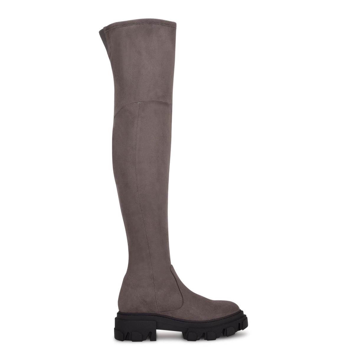 Botas Nine West Cellie Over the Knee Lug Sole Mujer Gris | 4789JCEFV