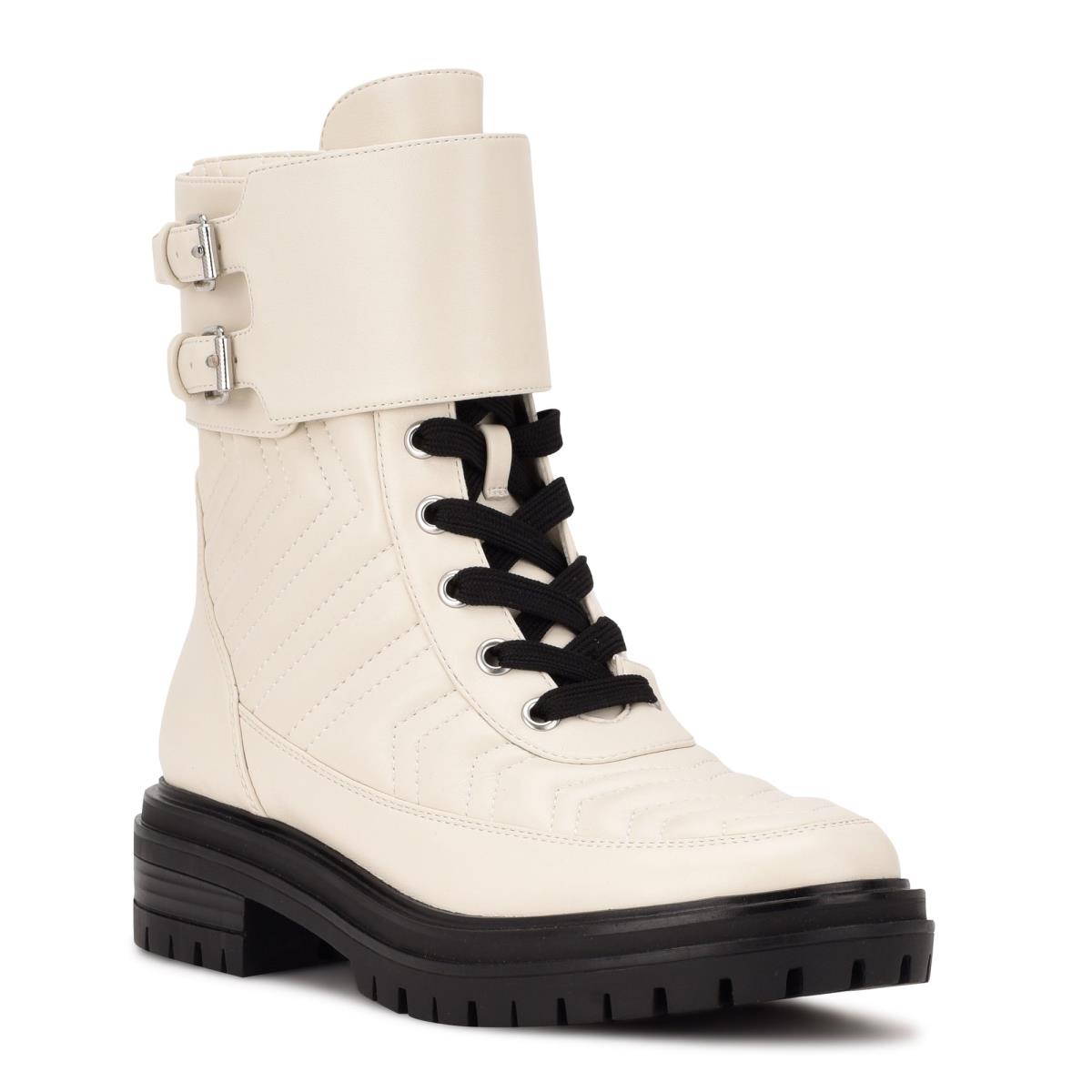 Botas Nine West Sabrah Lug Sole Mujer Creme | 4320JVZTS