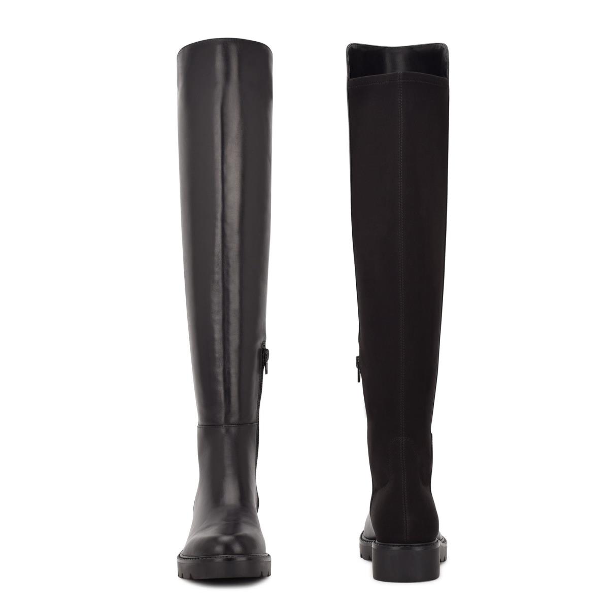 Botas Nine West Tread Over The Knee Lug Sole Mujer Negras | 7018JBICM