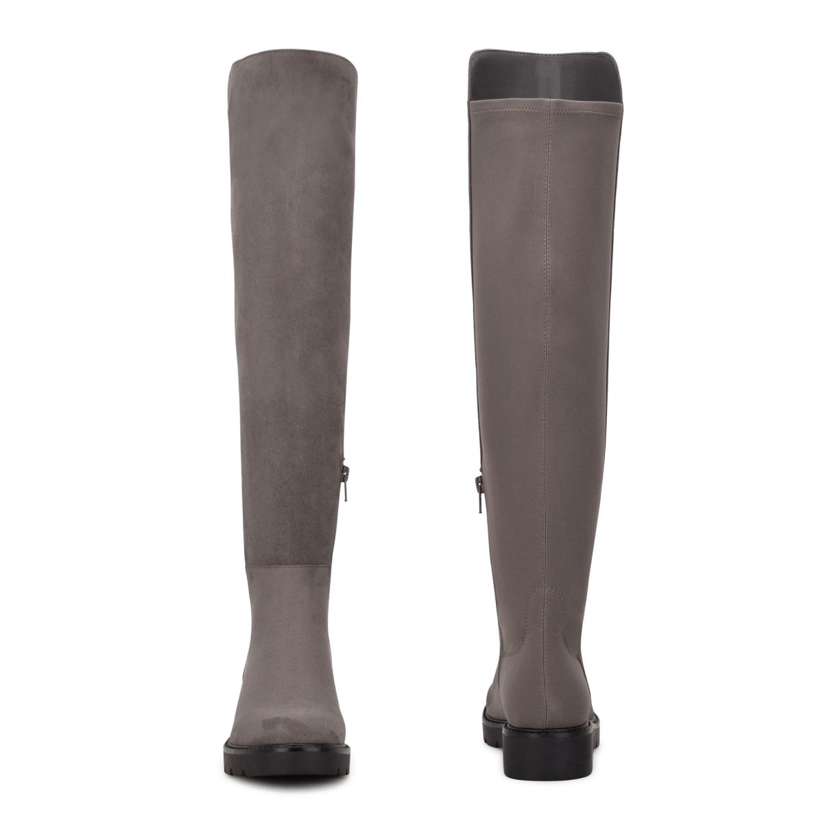 Botas Nine West Tread Over The Knee Lug Sole Mujer Gris | 7506XPFLV