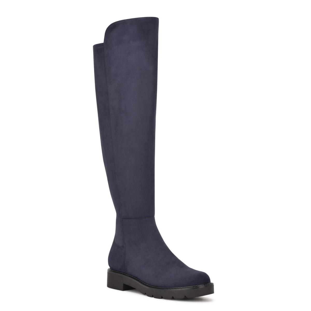 Botas Nine West Tread Over The Knee Lug Sole Mujer Azul Marino | 7915THVRG