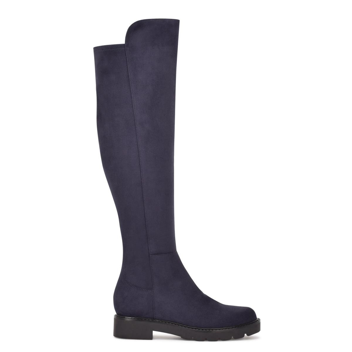 Botas Nine West Tread Over The Knee Lug Sole Mujer Azul Marino | 7915THVRG