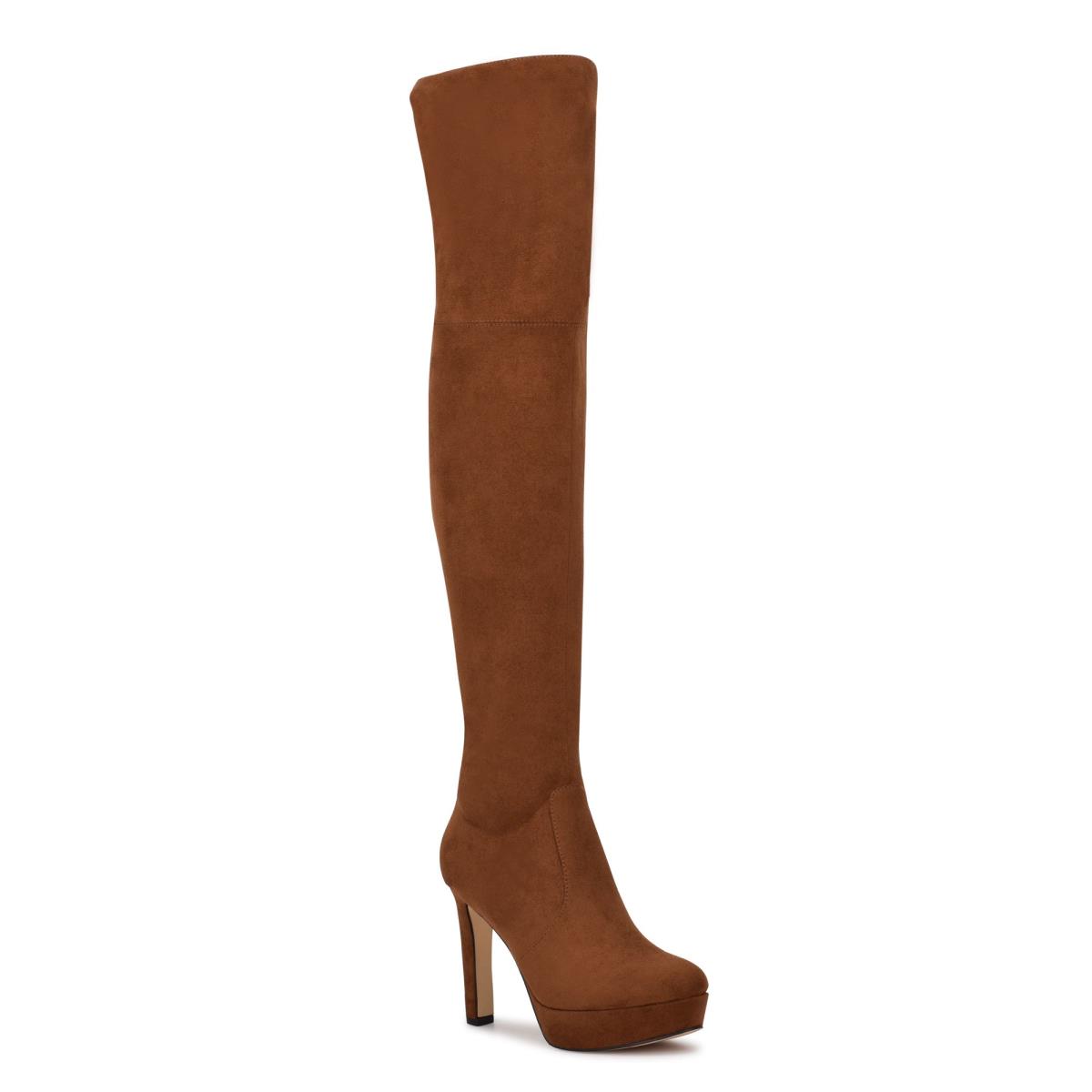 Botas Plataforma Nine West Gotcha Anchos Calf Over the Knee Mujer Marrones | 2174EXBNU