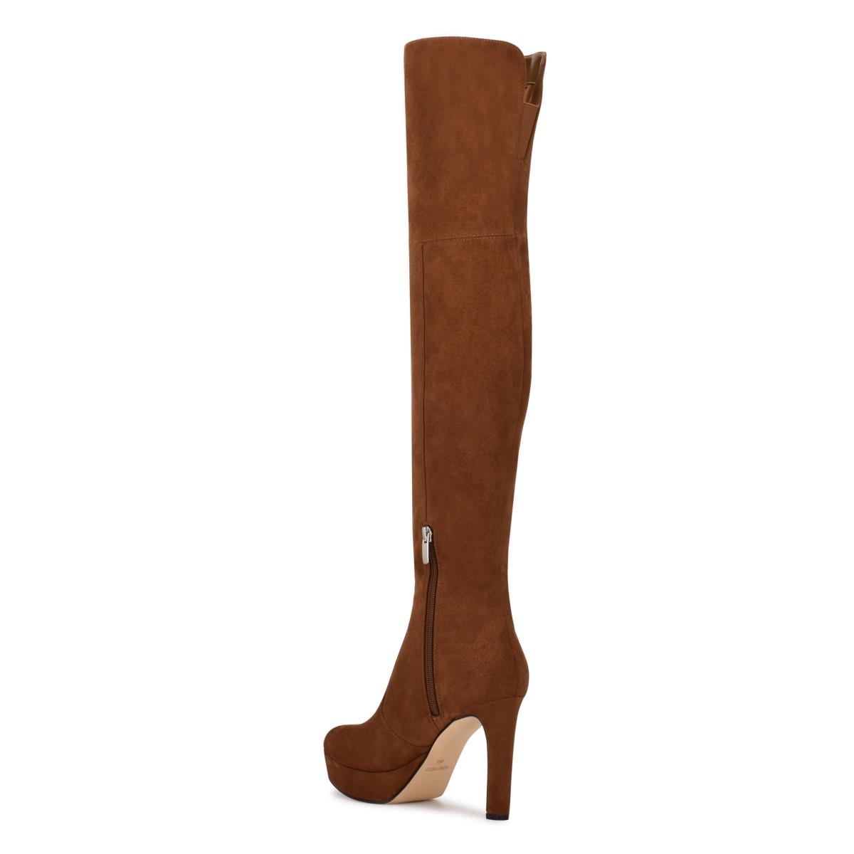 Botas Plataforma Nine West Gotcha Anchos Calf Over the Knee Mujer Marrones | 2174EXBNU