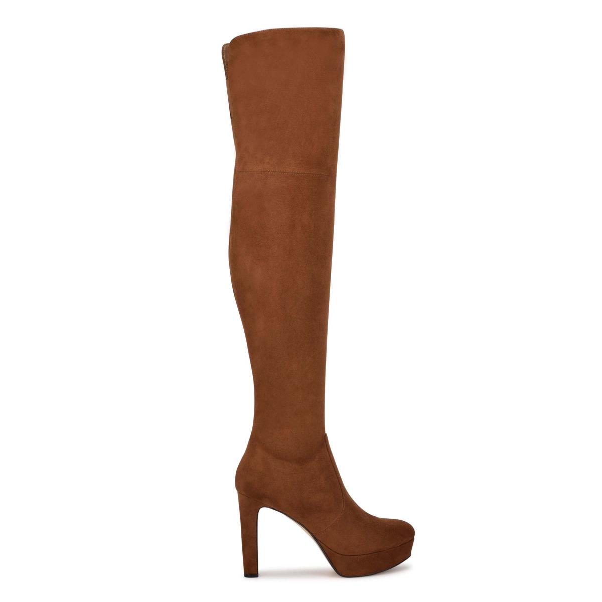 Botas Plataforma Nine West Gotcha Anchos Calf Over the Knee Mujer Marrones | 2174EXBNU