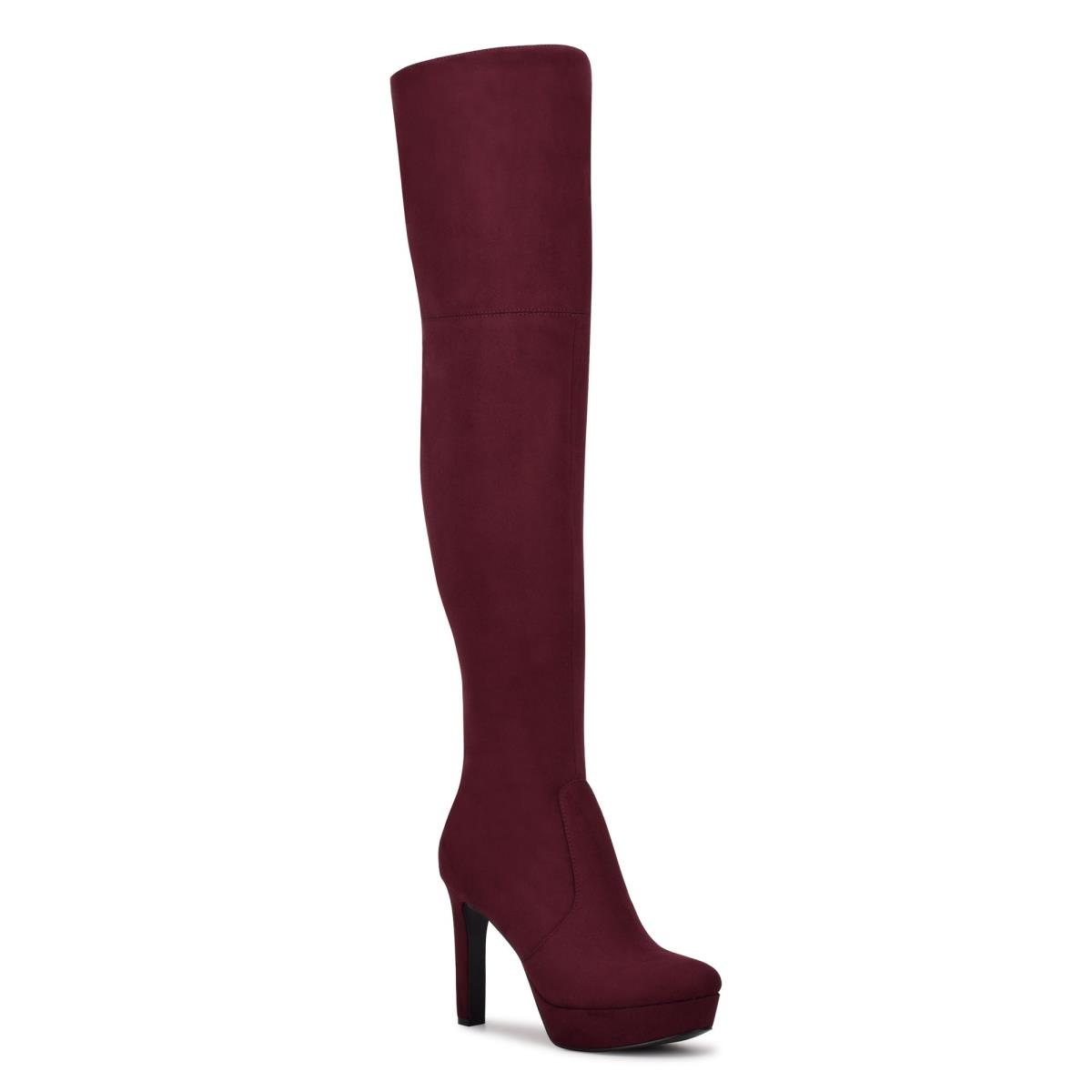 Botas Plataforma Nine West Gotcha Anchos Calf Over the Knee Mujer Burdeos | 8705ZQEFD