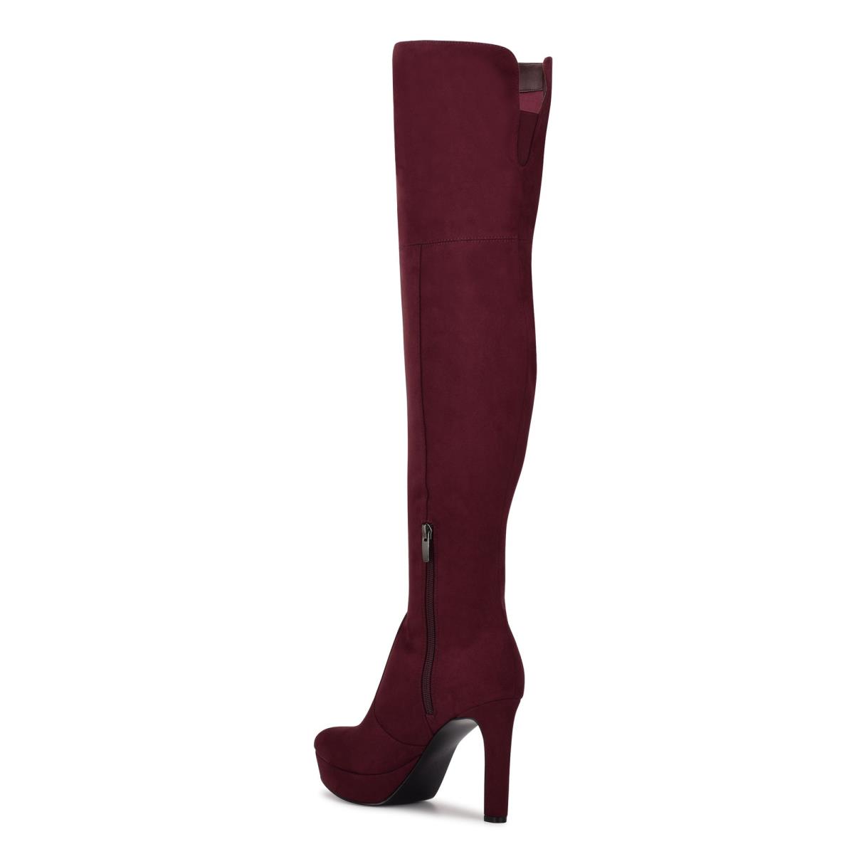 Botas Plataforma Nine West Gotcha Anchos Calf Over the Knee Mujer Burdeos | 8705ZQEFD