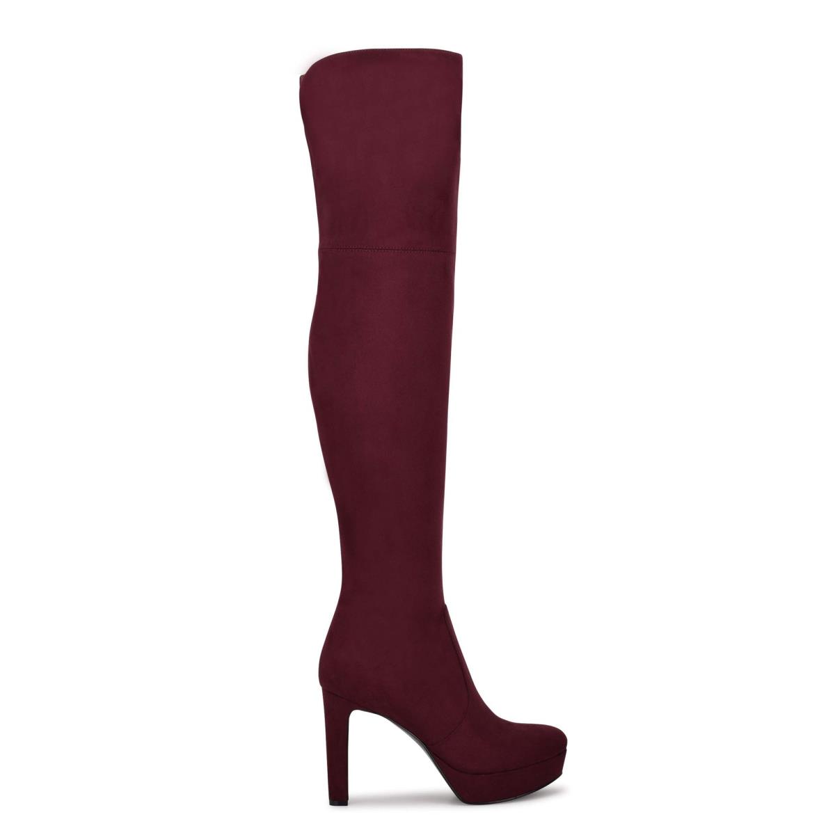 Botas Plataforma Nine West Gotcha Anchos Calf Over the Knee Mujer Burdeos | 8705ZQEFD