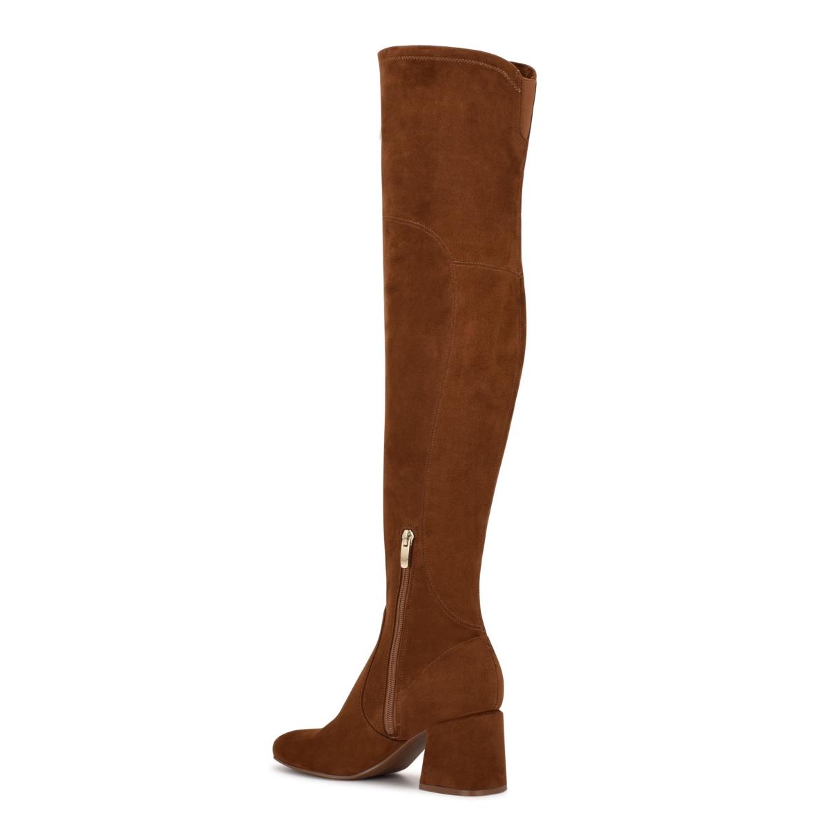 Botas de Tacon Nine West Blocky Over The Knee Mujer Marrones | 3647HOUTI