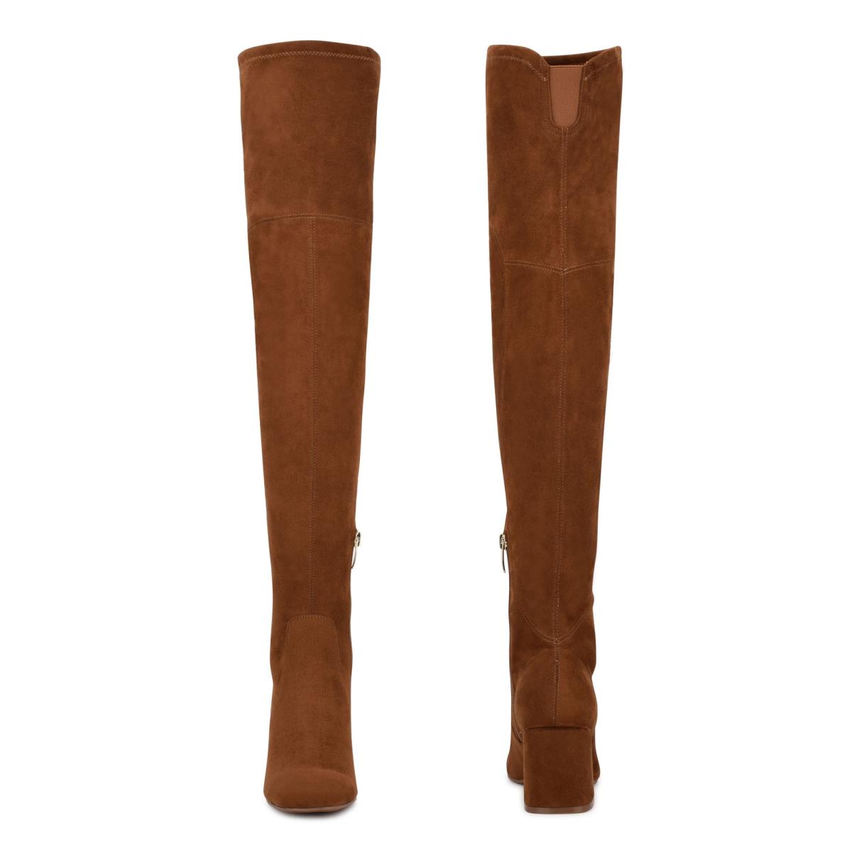 Botas de Tacon Nine West Blocky Over The Knee Mujer Marrones | 3647HOUTI