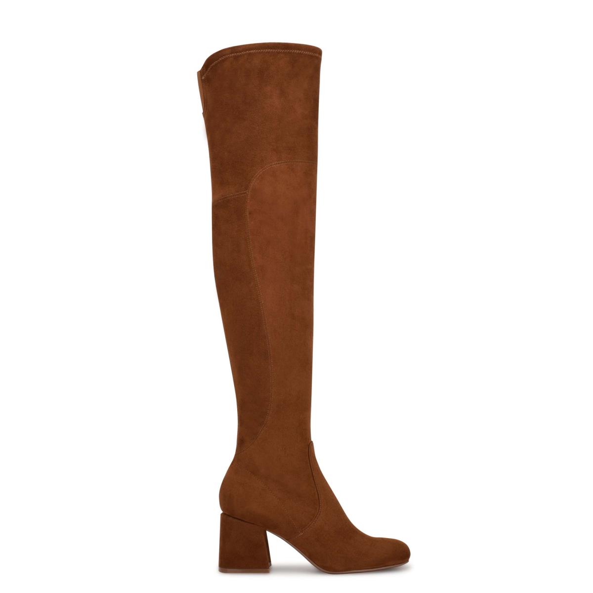 Botas de Tacon Nine West Blocky Over The Knee Mujer Marrones | 3647HOUTI