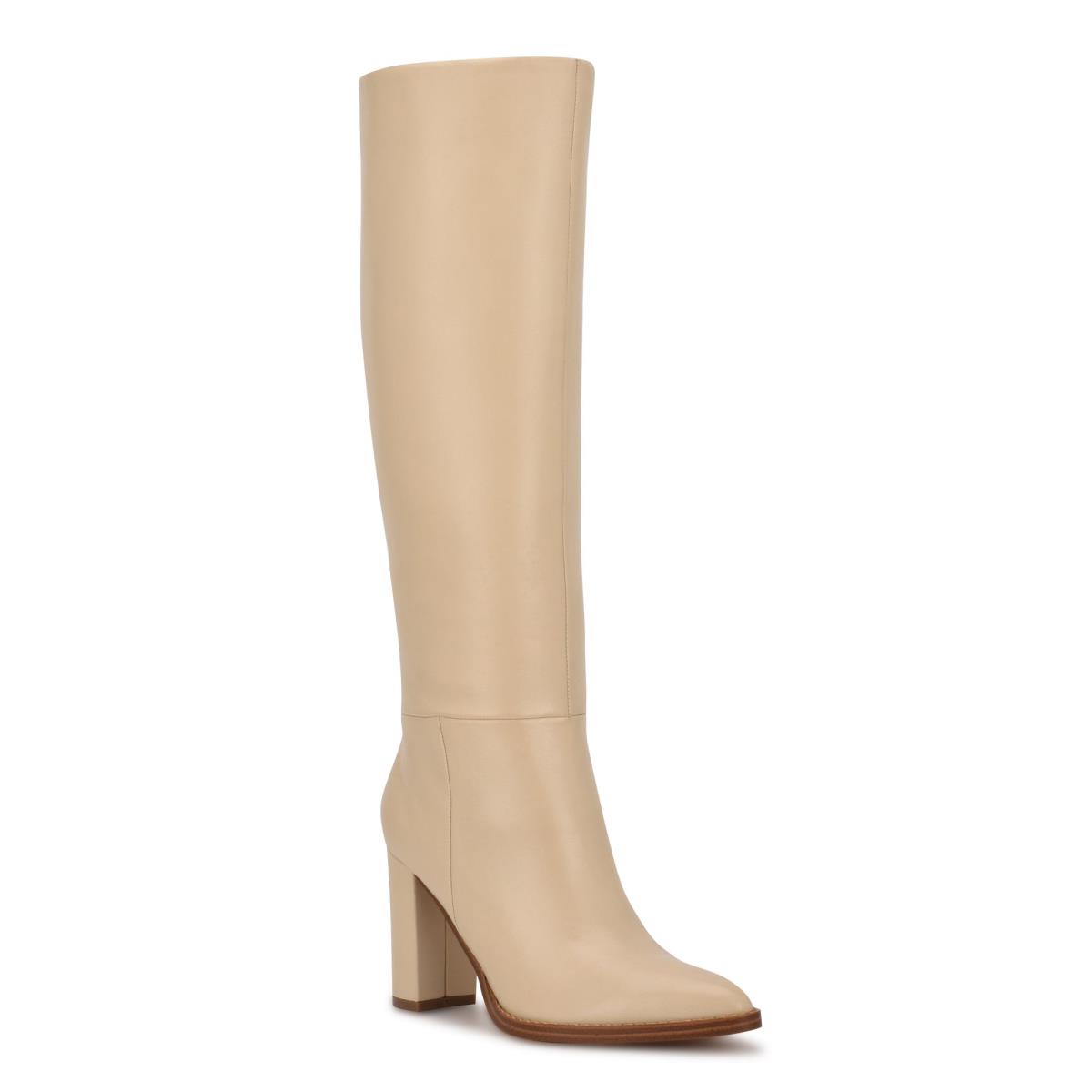 Botas de Tacon Nine West Hiya Mujer Creme | 3184QNDWK