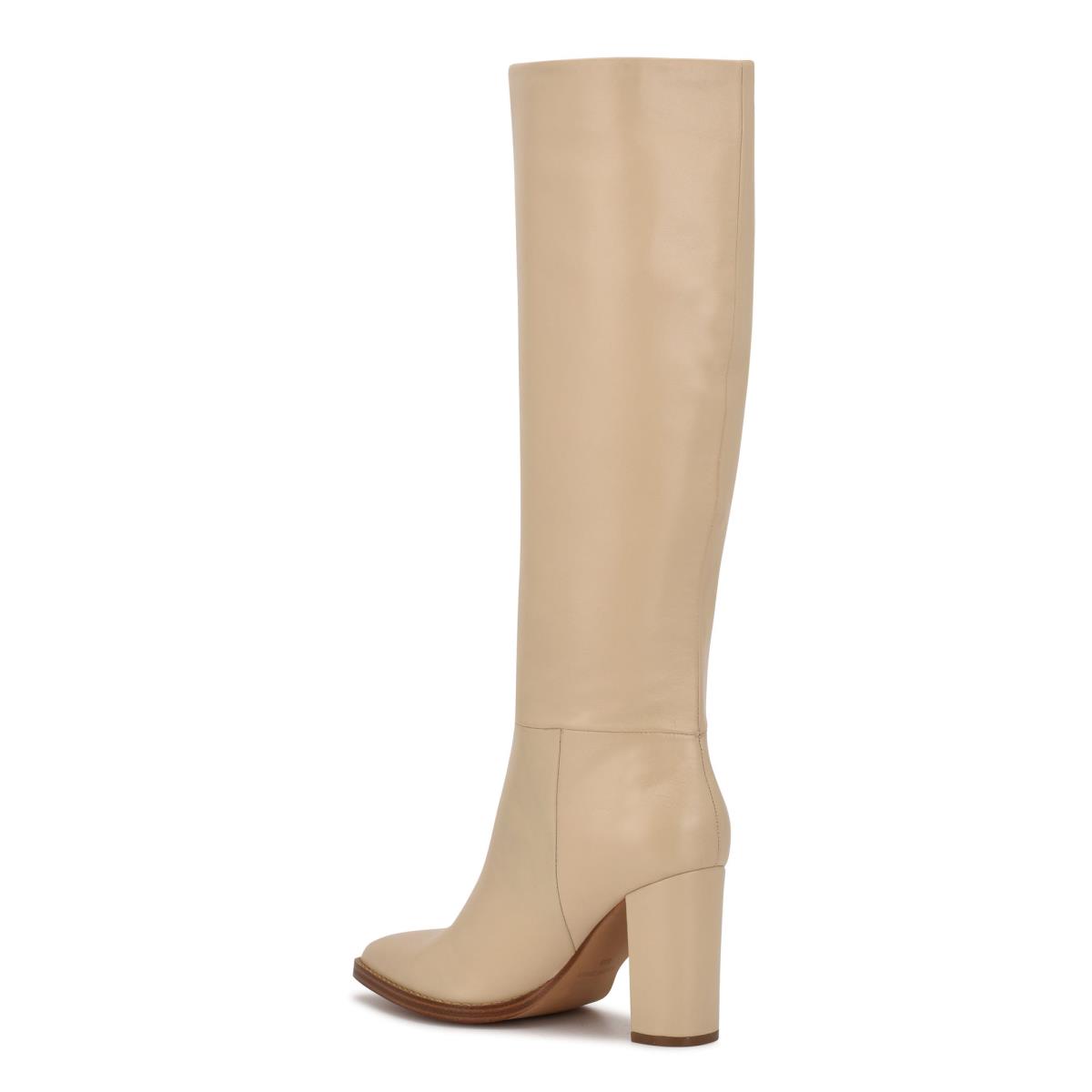 Botas de Tacon Nine West Hiya Mujer Creme | 3184QNDWK