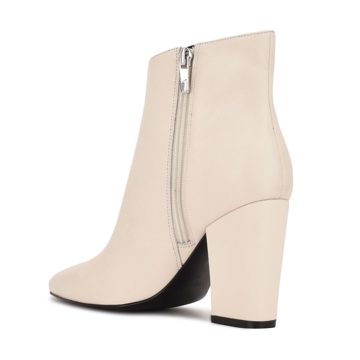 Botines Nine West Glorya Tacón Mujer Creme | 7093SKPQO