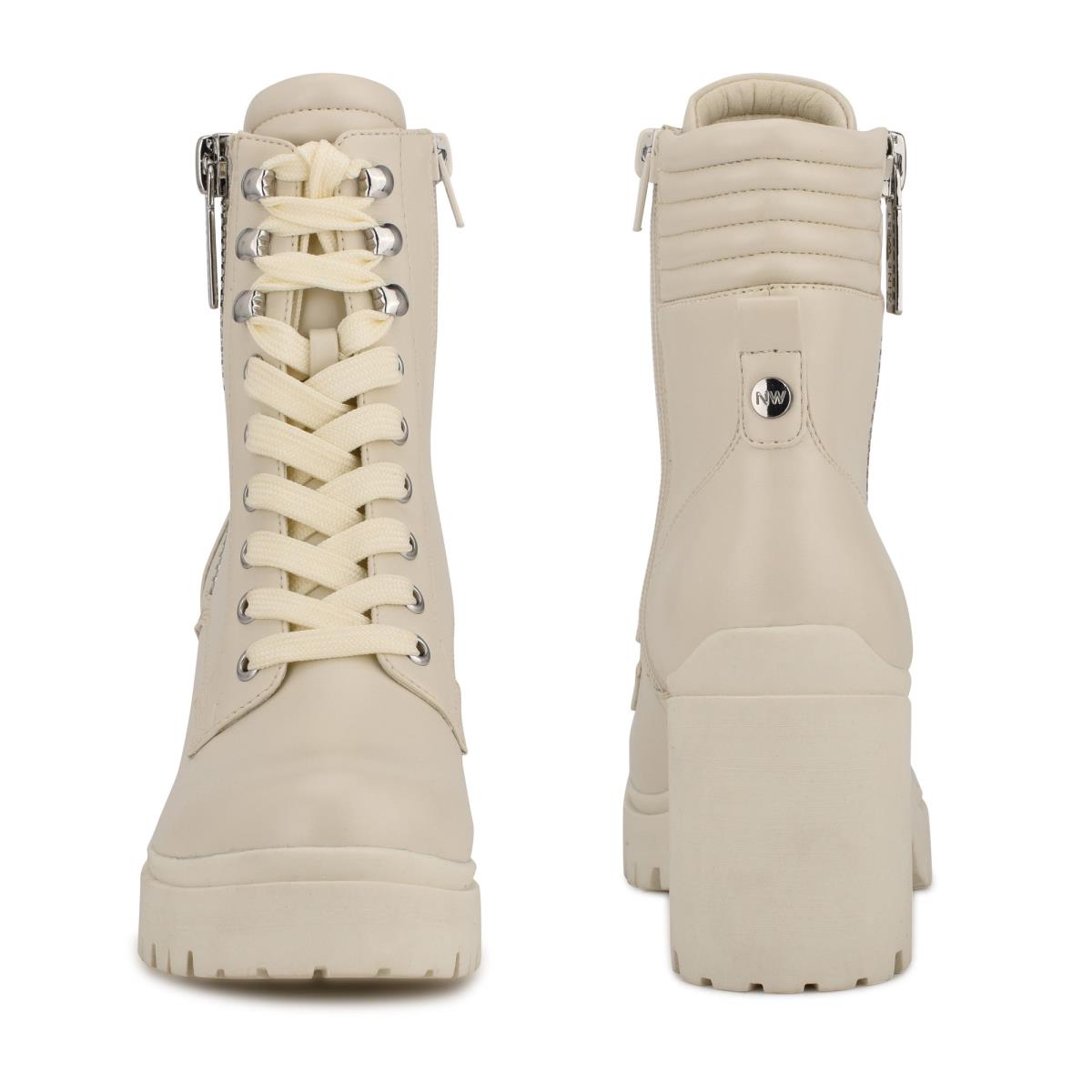 Botines Nine West Quiz Tacón Mujer Beige | 3725QYZFO