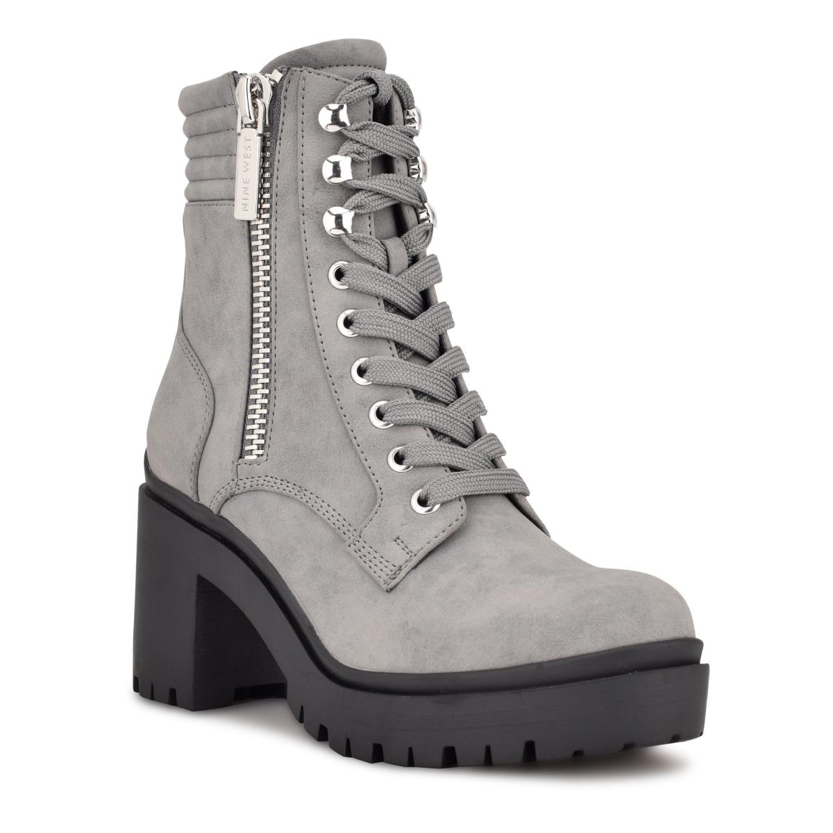 Botines Nine West Quiz Tacón Mujer Gris | 6179WTELQ