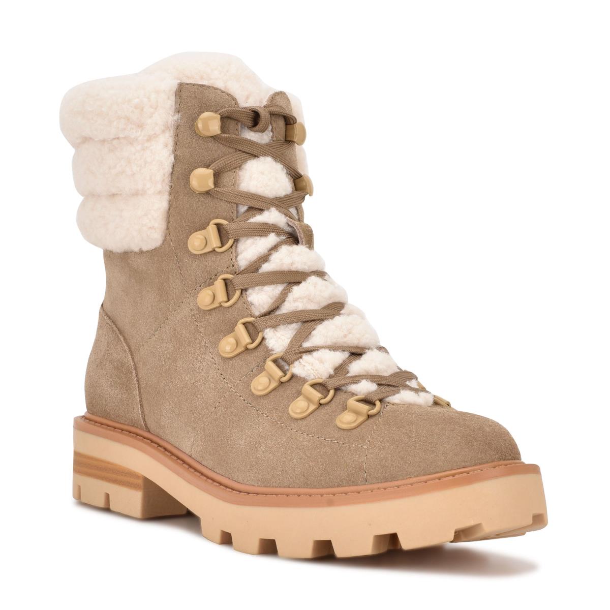 Botines Nine West Rima Combat Lug Sole Mujer Beige Claro | 3541MANZC