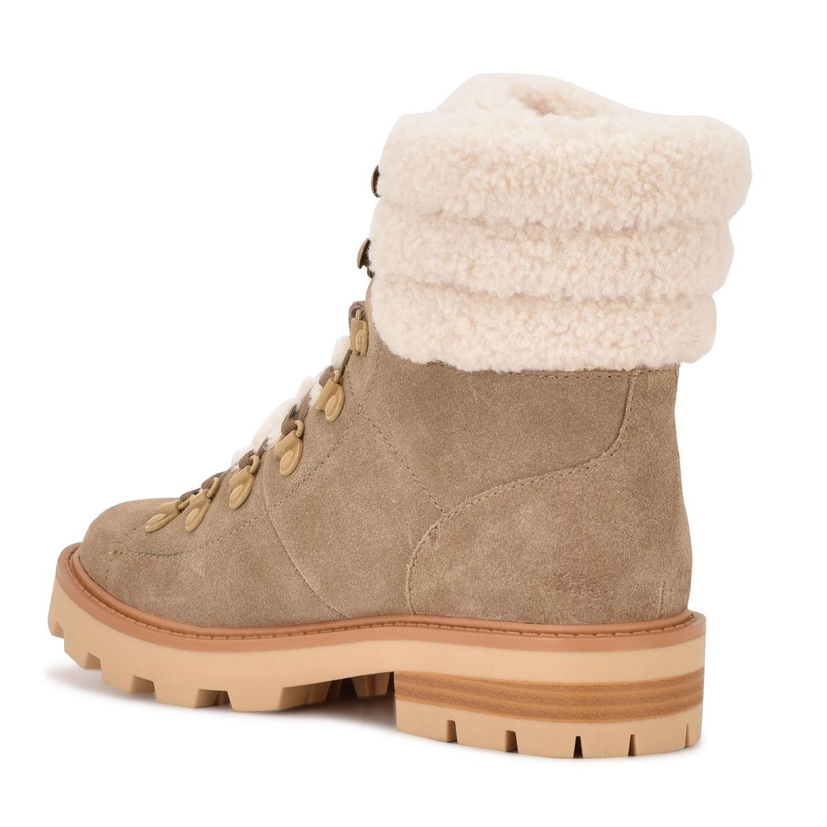 Botines Nine West Rima Combat Lug Sole Mujer Beige Claro | 3541MANZC