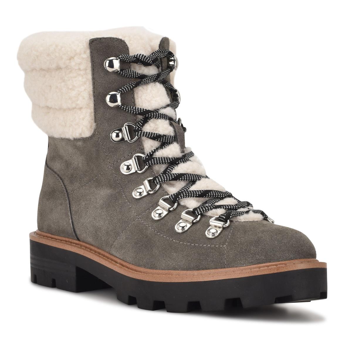 Botines Nine West Rima Combat Lug Sole Mujer Gris | 5687SCPIR