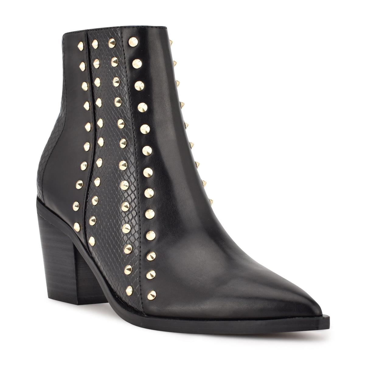 Botines Nine West What Studded Block Heel Mujer Negras | 1452OKVEF