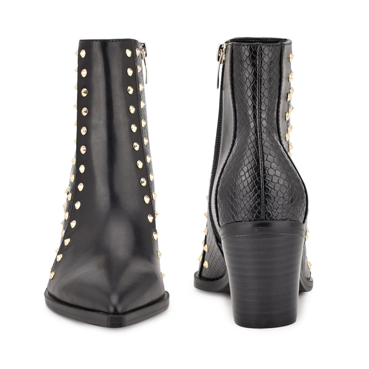 Botines Nine West What Studded Block Heel Mujer Negras | 1452OKVEF