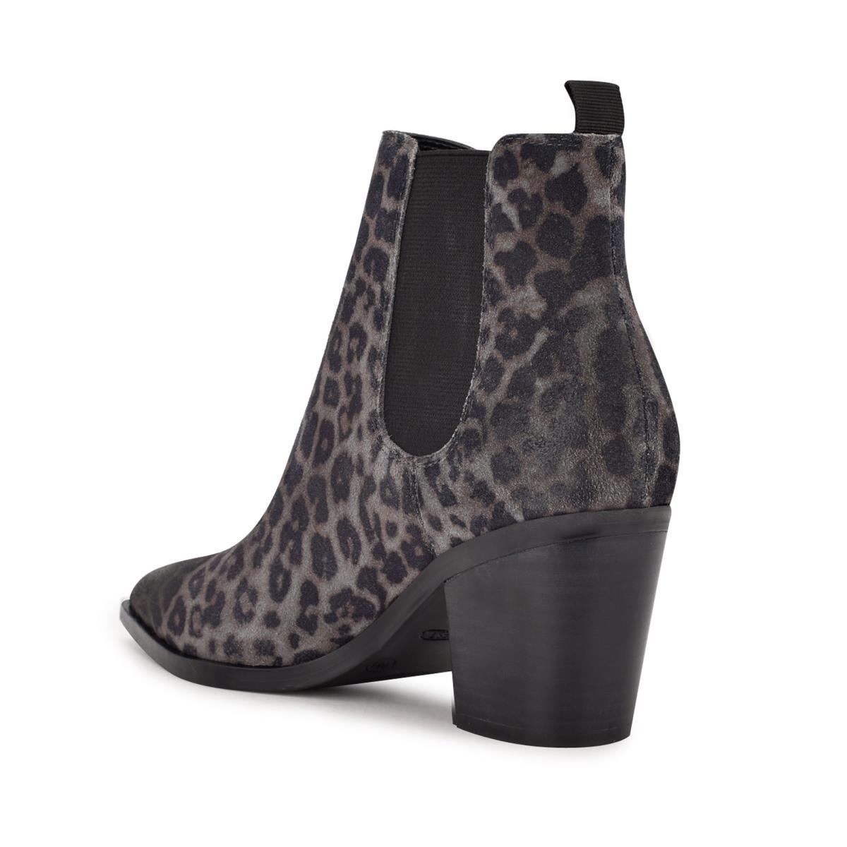 Botines Nine West Wyllis Block Heel Mujer Gris Leopardo | 0154PLCZQ