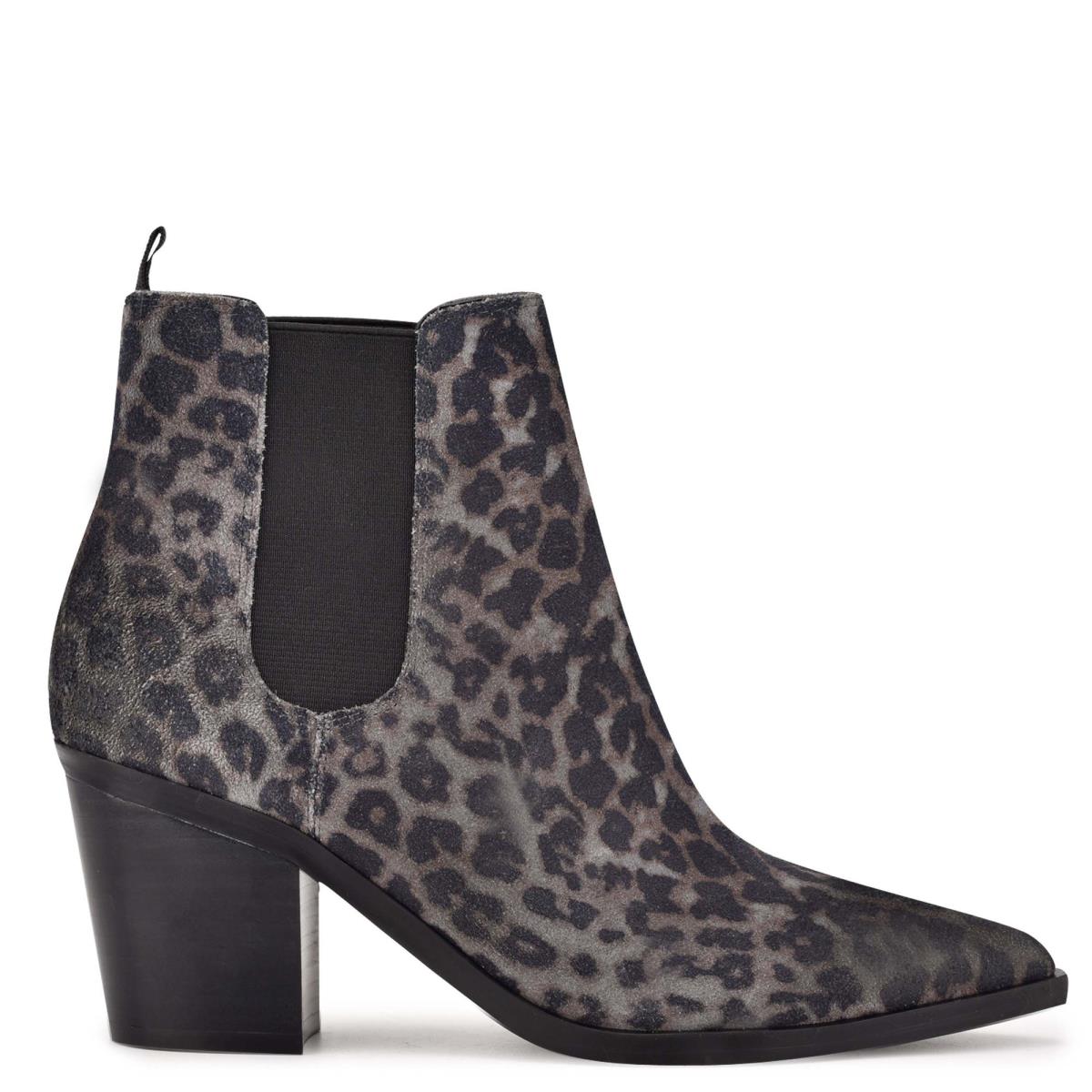 Botines Nine West Wyllis Block Heel Mujer Gris Leopardo | 0154PLCZQ