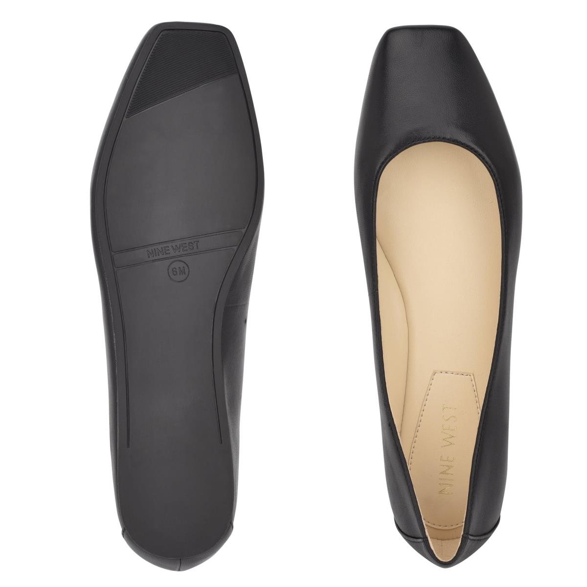 Flats Nine West Alena Square-Puntera Mujer Negras | 3049YOENW