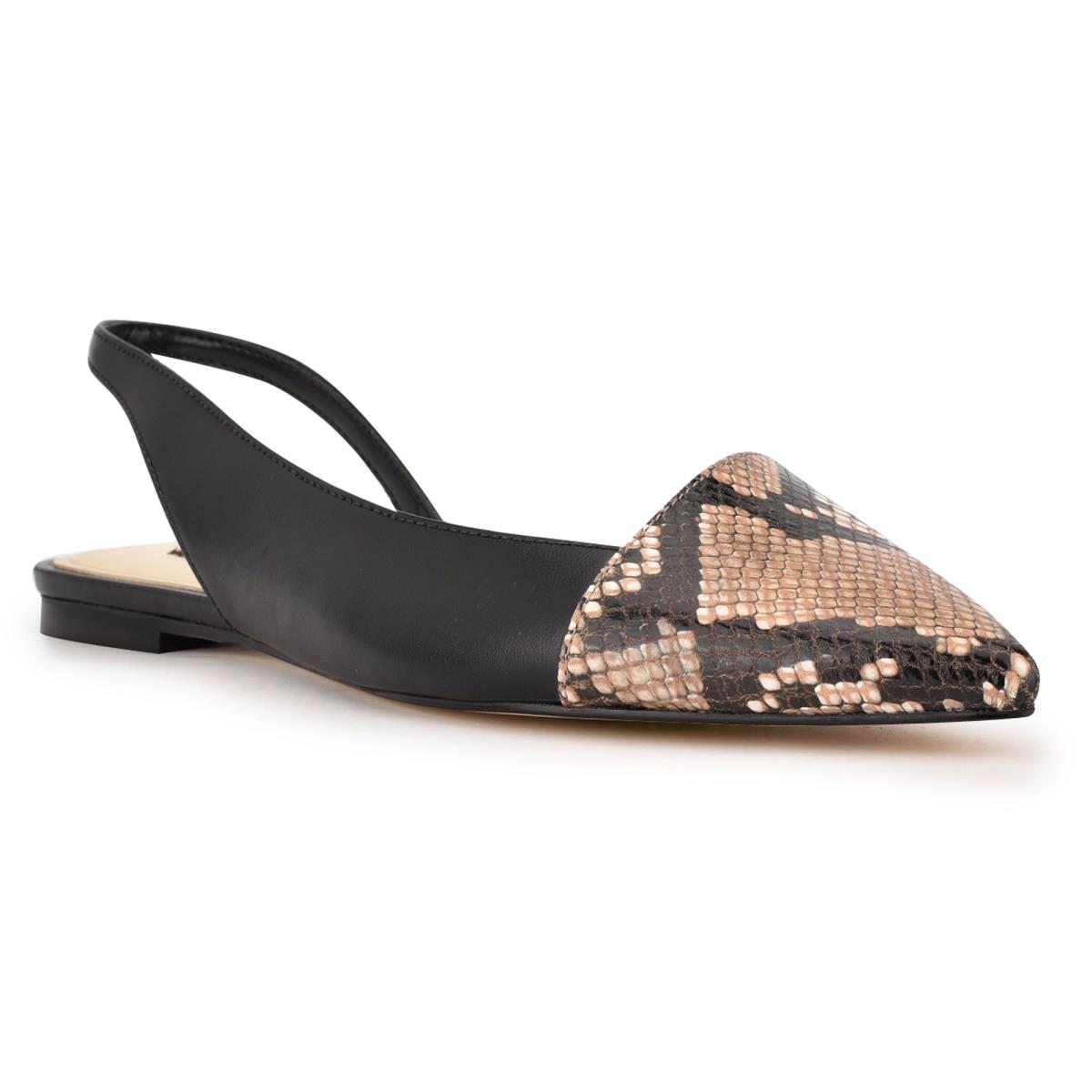 Flats Nine West Beads Destalonadas Pointy Puntera Mujer Negras Serpent | 6715ZECAR