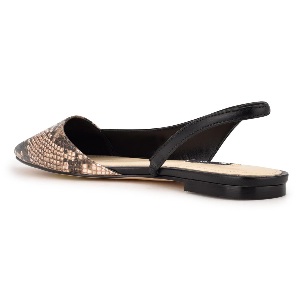 Flats Nine West Beads Destalonadas Pointy Puntera Mujer Negras Serpent | 6715ZECAR