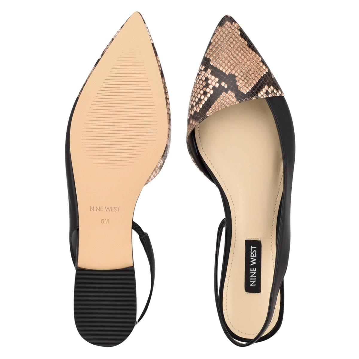 Flats Nine West Beads Destalonadas Pointy Puntera Mujer Negras Serpent | 6715ZECAR